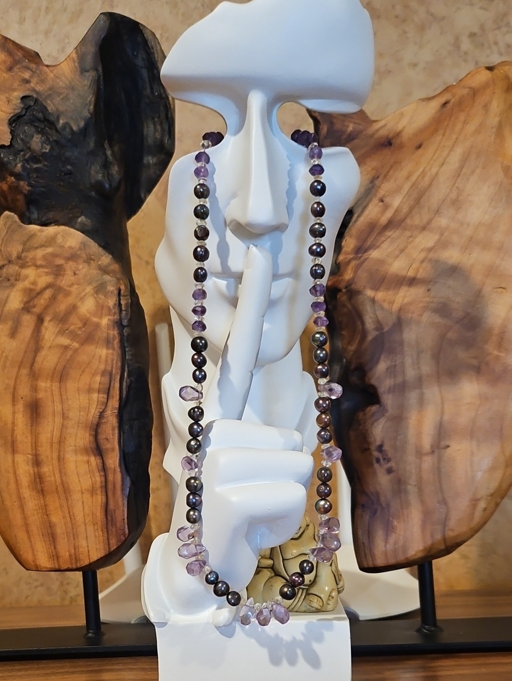 Amethyst and Peacock Pearl necklace- w/ free gift!